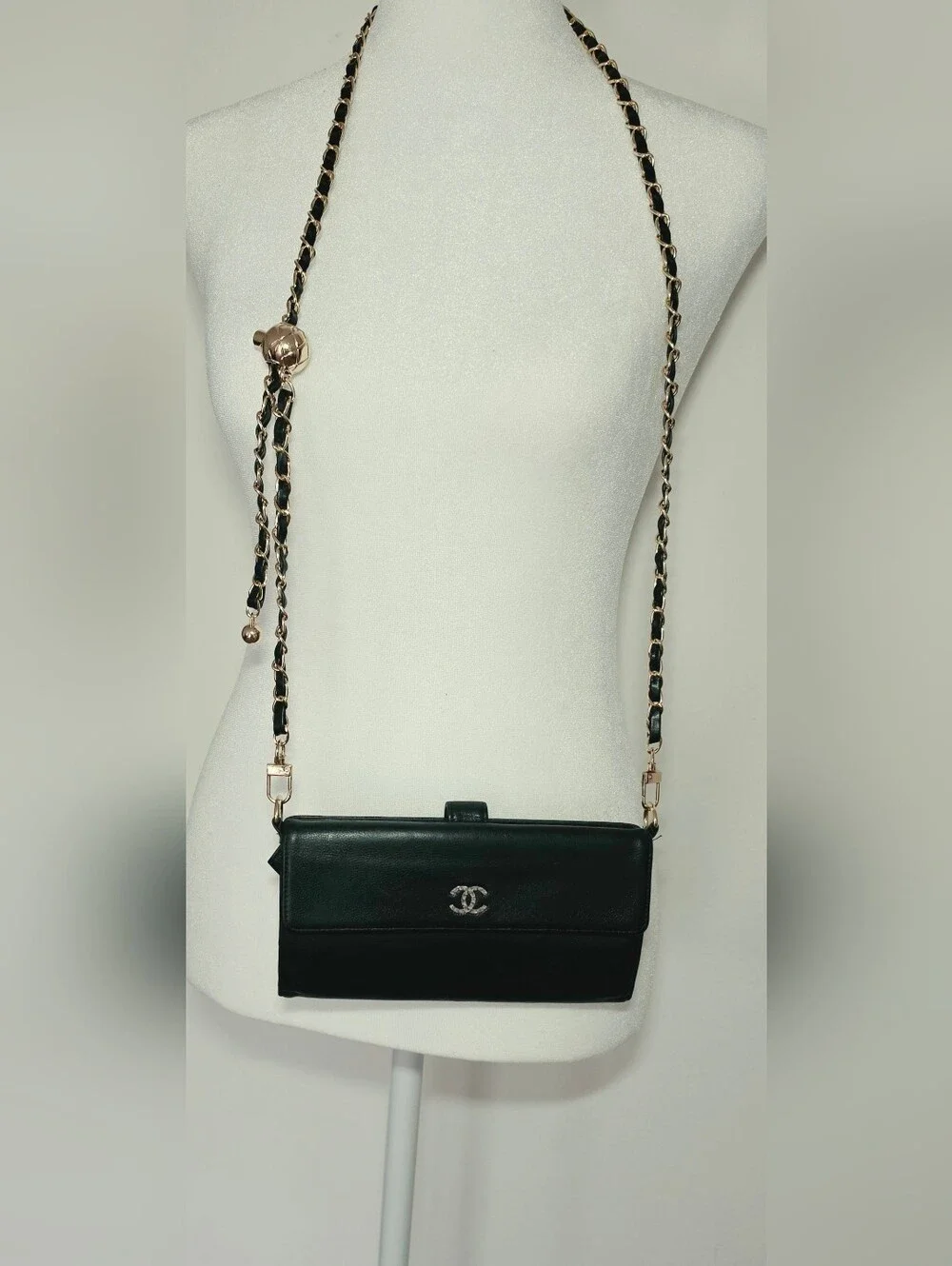 Authentic CHANEL Black  Leather Long Wallet